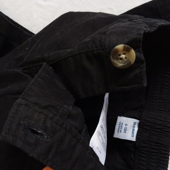 old navy basic black stretch cotton chinos pants 6-12 months baby unisex - Picture 3 of 6